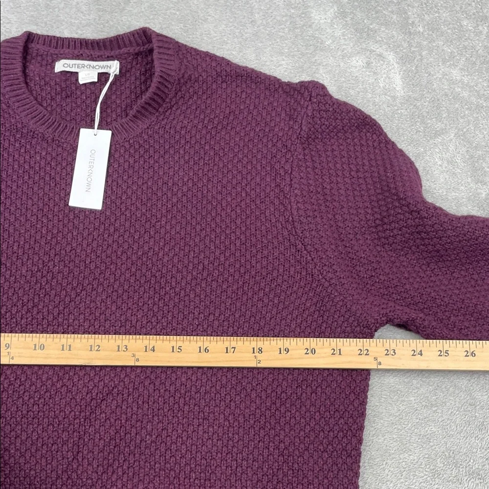 NEW Outerknown L Wool Cotton Harbor Knit Purple Textured Knit Sweater‎